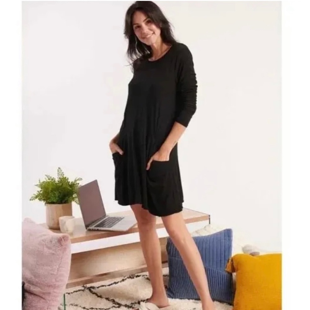 NWT Betabrand Sweatshirt Travel Dress Black Pockets Modal Silk Jersey Size XXL